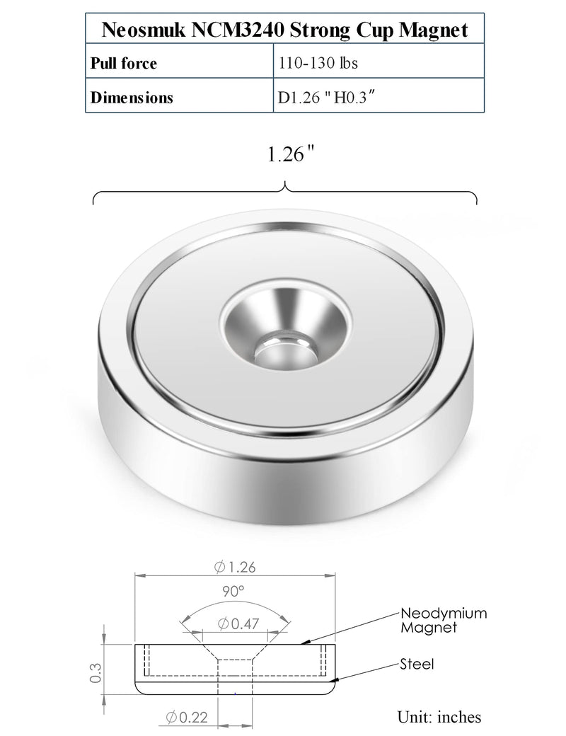 Neosmuk Magnets, 100lb+ Super Strong Round Magnet with Hole in The Center for Mounting, Heavy Duty Neodymium Cup Magnet with Screw for Wall, Rare Earth Magnets Round Base Disc Magnet 6 - NewNest Australia