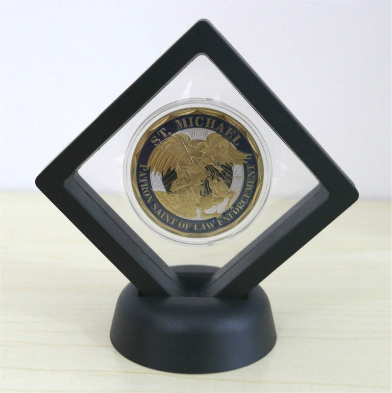 NewNest Australia - HS Challenge Coin Display Frame, 3D Floating Display Case Stand Holder, Medallion Medal Specimen Military Coin Clear Box (Black) 