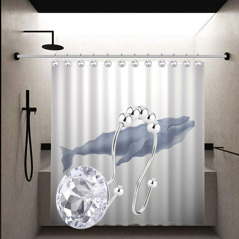 Yapicoco 12PCS Shower Curtain Hooks Rings for Bathroom, Double Hooks Glide Anti Rust Crystal Rhinestones Hooks Rods Curtains and Liner (Crystal White) Crystal White - NewNest Australia