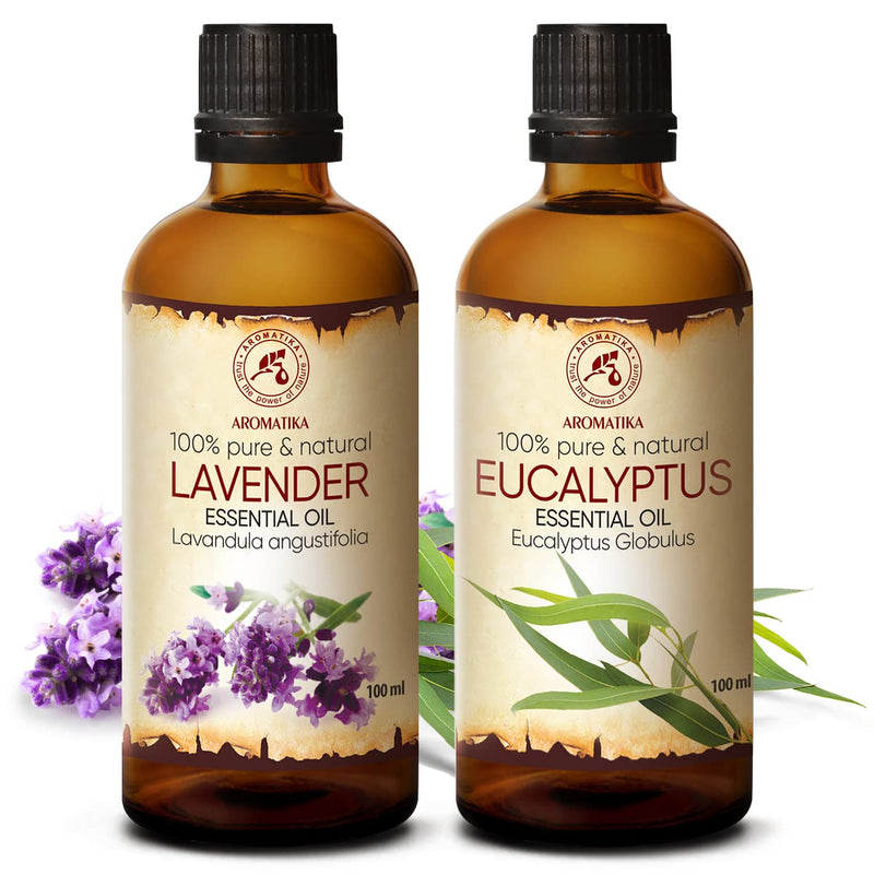 Essential Oils Set 2 X 100 Ml - Lavender Oil And Eucalyptus Oil - Aromatherapy Essential Oils For Diffusers And Oil Burners - Eucalyptus Oil For Scented Candles And Soaps - Lavender Oil For Skin And - NewNest Australia