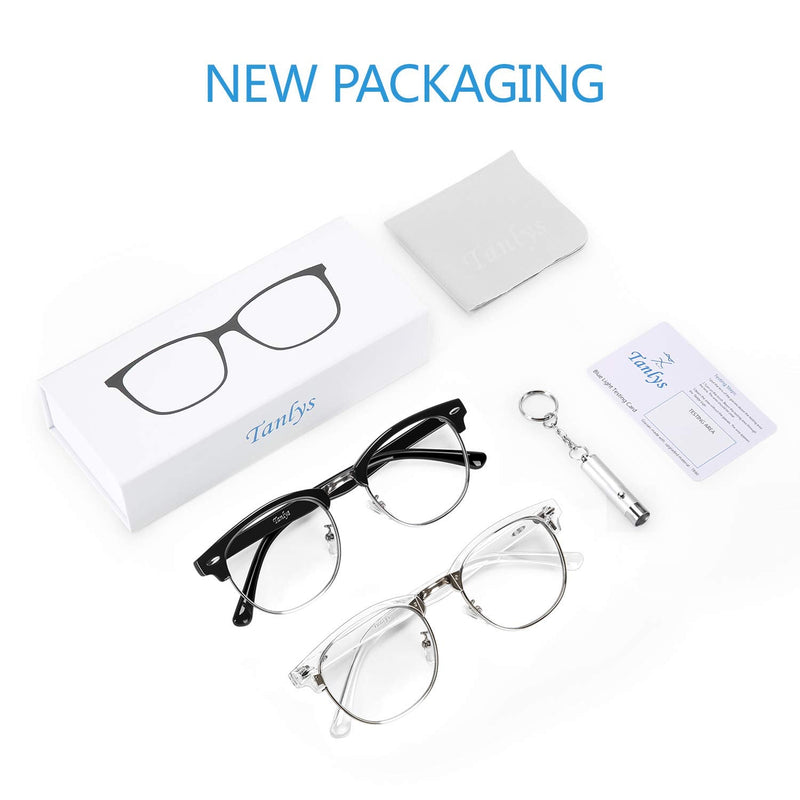 Tanlys 2 Pack Blue Light Blocking Glasses for Computer Eye Strain [Dry Eye & Sour Eye], Anti UV Reduce Headache Stylish Gaming Bluelight Blocker Glasses Men Women (Black Clear) 006-black Clear - NewNest Australia