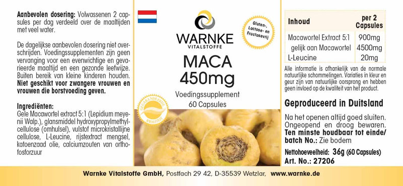 Maca 450 mg - High Dose & Vegan - Yellow Maca Root Extract - 4500 mg per Daily Dose - 60 Capsules - NewNest Australia