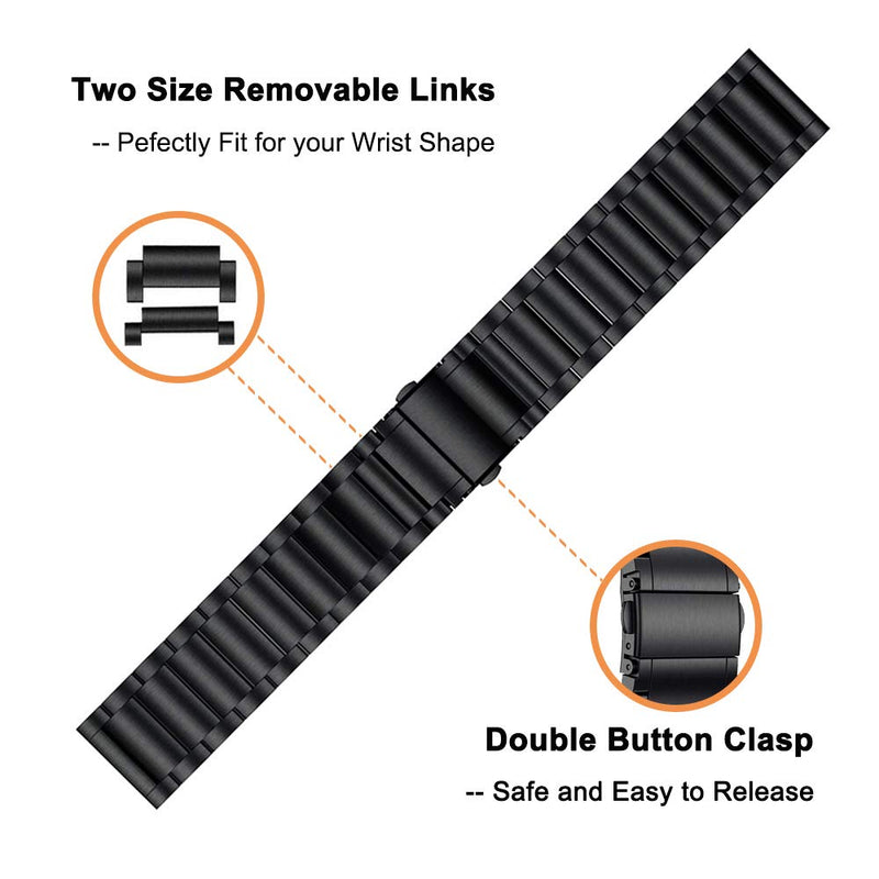 Yeejok Vivoactive 3 Bands for Men Women, 20mm Garmin Venu Bands Replacement, Leather Strap+Metal Bands Compatible for Garmin Vivoactive 3 Music/Forerunner 645/245 Smartwatch-Black+White Black & White 20mm Width - NewNest Australia