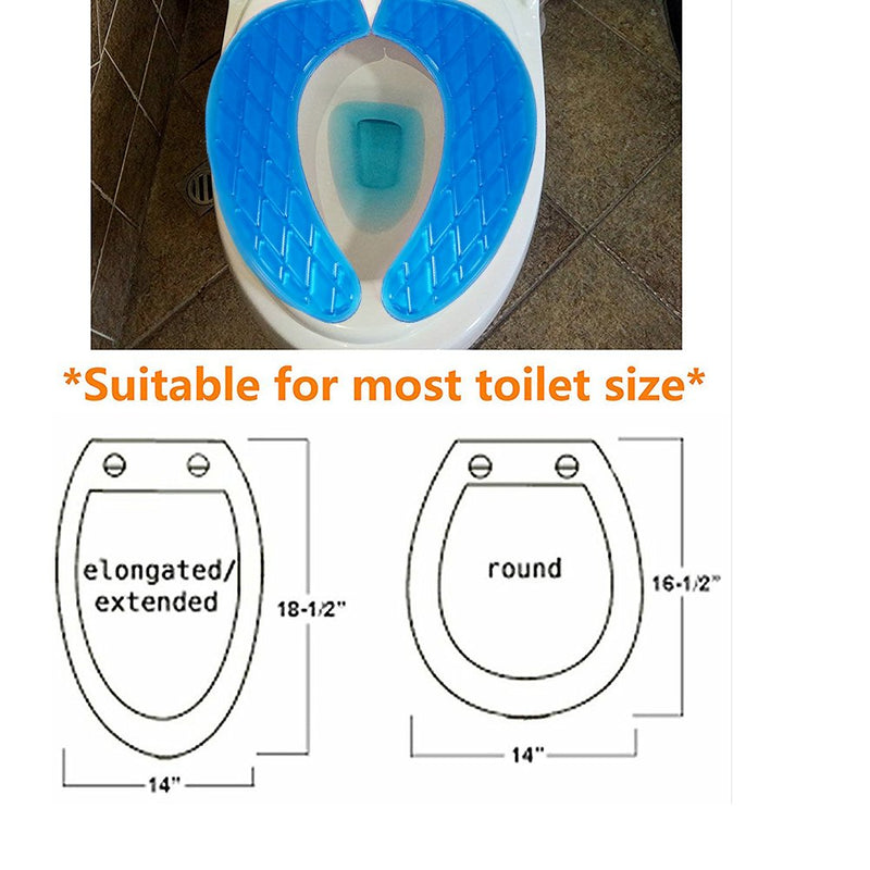 Kindax Gel Toilet Seat Cushion Portable and Washable Toilet Seat Cover Universal with Self-Adesive Design(Blue) Blue - NewNest Australia