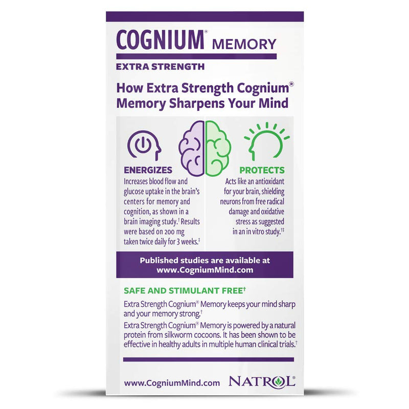 Natrol Cognium Extra Strength Tablets, Brain Health, Keeps Memory Strong, #1 Clinically Studied, Shown to Improve Memory and Recall, Enhances Mental Agility, Safe and Stimulant Free, 200mg, 60 Count - NewNest Australia