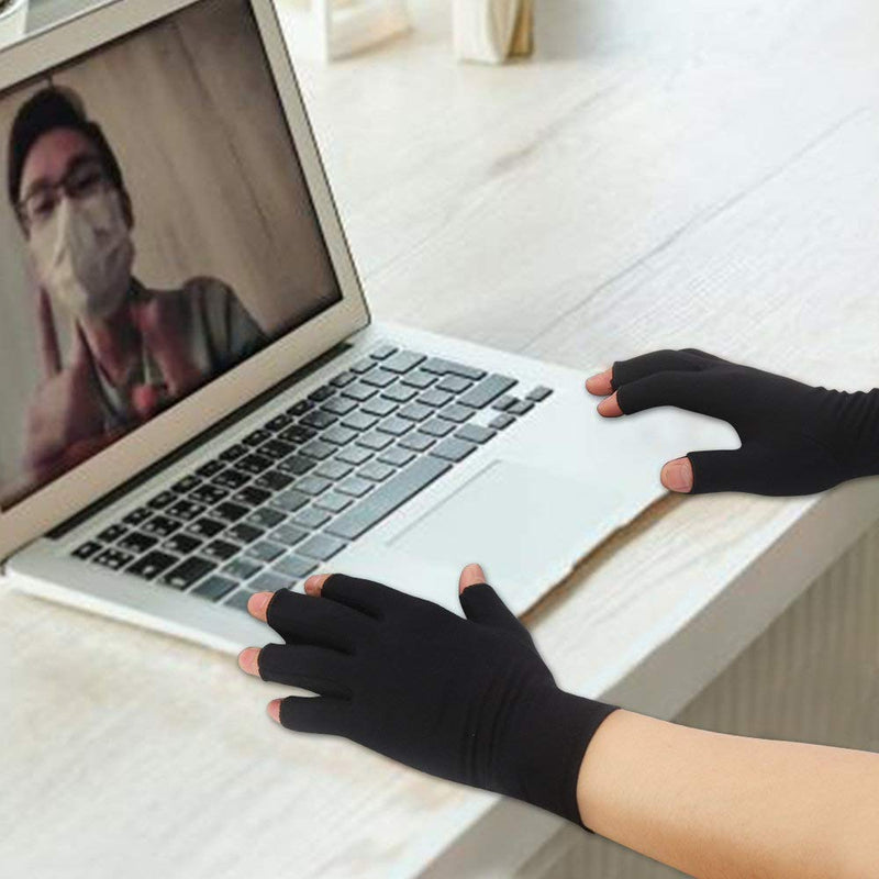 2-Pair Arthritis Compression Gloves for Alleviate Rheumatoid Osteoarthritis, Carpal Tunnel Raynauds Disease, Ease Muscle Tensi on Fingerless, Breathable & Moisture, Women and Men (Black, Small) Black Small (2 Pair) - NewNest Australia