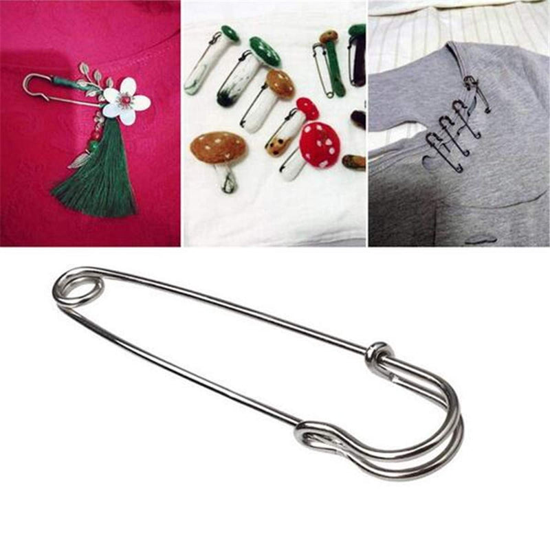 ReachTop Pack of 30 Large Safety Pins, 2.76" Heavy Duty Blanket Pins Bulk Steel Spring Lock Pins Fasteners for Blankets Crafts Skirts Kilts Brooch Making - NewNest Australia