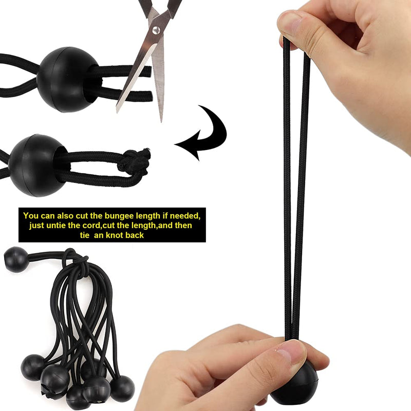 NODG 24 Pieces Ball Bungee 4,6,9 Inch Black Bungee Balls Heavy Duty Tarp Ball Bungee Cords Elastic String 4mm Thickness Tarp & Canopy Shock Cords for Camping, Tents, Cargo, Holding Wire - NewNest Australia