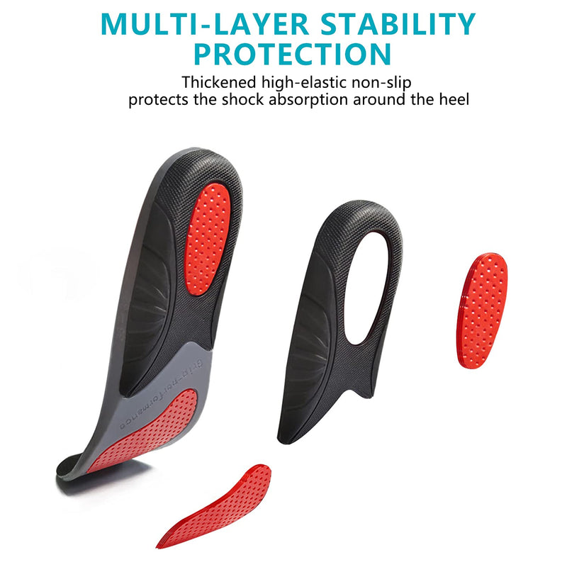MOISO GEL Sports Work Comfort Insoles with Arch Support, Trimmable Inserts for Running Shoes Work Boots Trainers, Relieve Foot Pain for Men & Women 9-10 UK Women / 8-8.5 UK Men Black - NewNest Australia