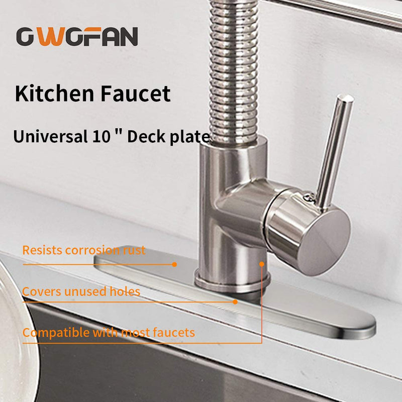 OWOFAN Hole Cover Deck Plate Escutcheon for Bathroom or Kitchen Sink Faucet Single Hole Mixer Tap 10 Inch Stainless Steel Brushed Nickel WF-4102SN Deck Nickel - NewNest Australia