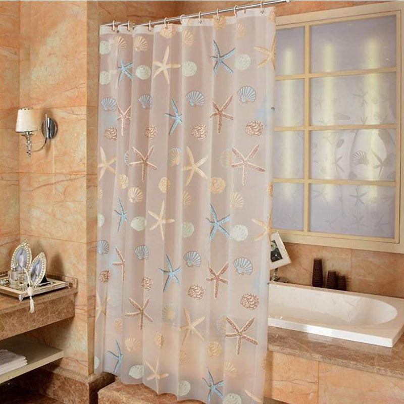 Meiosuns Shower Curtain Eco-Friendly Waterproof Bathroom Curtains Ocean Theme Semi Translucent Shower curtain Liners with Rustproof Grommets and Curtain Hooks (Starfish and Seashells, 48'' x 78'') - NewNest Australia