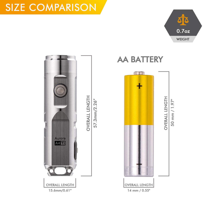 RovyVon Aurora A4x Natural Titanium Material 650 Lumens EDC Mini Keychain Rechargeable LED Flashlight,Silver, Idea as a Gift Silver - NewNest Australia