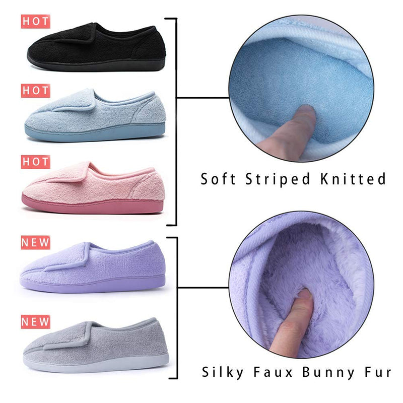 Git-up Ladies Diabetic Slippers Arthritis Edema Memory Foam Adjustable Closed Toe Swollen Feet Slippers Comfortable House Indoor Outdoor Shoes with Rubber Sole 4 UK Purple - NewNest Australia