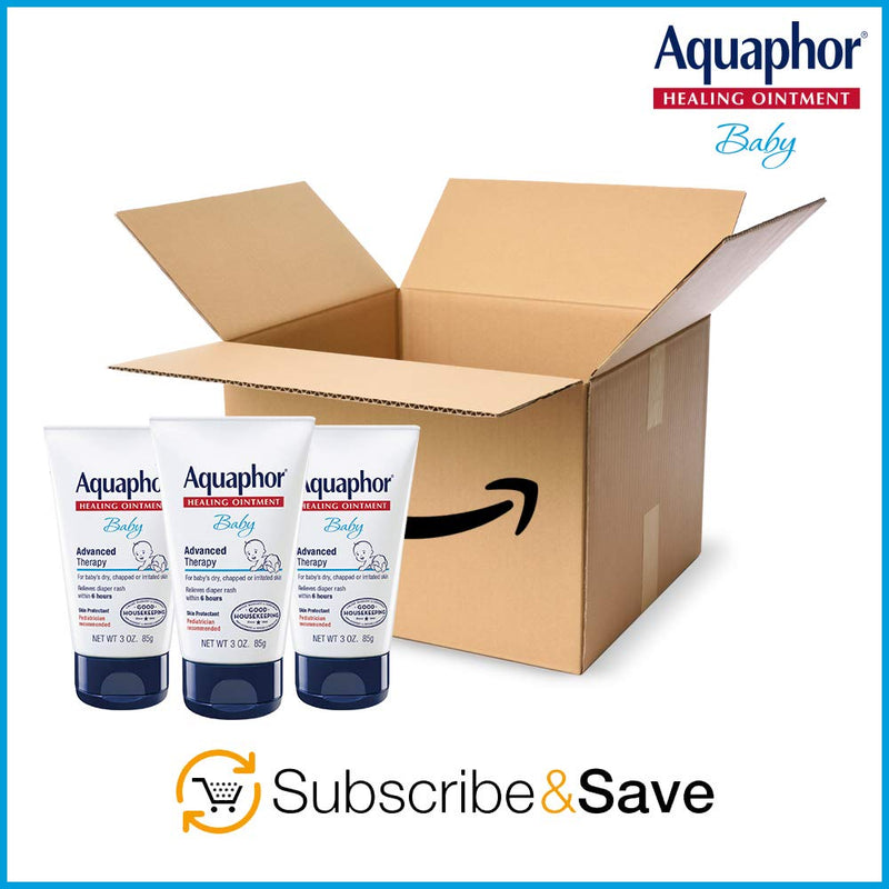 Aquaphor Baby Healing Ointment - Advanced Therapy for Chapped Cheeks and Diaper Rash - 3 oz. Tube (Pack of 3) 3 Ounce (Pack of 3) - NewNest Australia