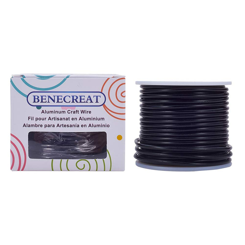 BENECREAT 9 Gauge Jewelry Craft Aluminum Wire 55 Feet Bendable Metal Sculpting Wire for Craft Floral Model Skeleton Making (Black, 3mm) Black - NewNest Australia
