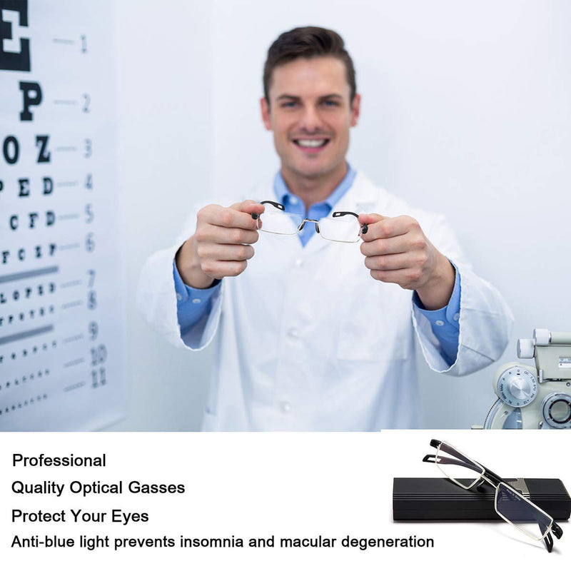 EYEURL Reading Glasses with Ultralight TR90 Glasses Frame Reading Aid Made of Metal Frame with Glasses Case for Men and Women Anti-Blue Light Reading Glasses Black 2.0 x - NewNest Australia