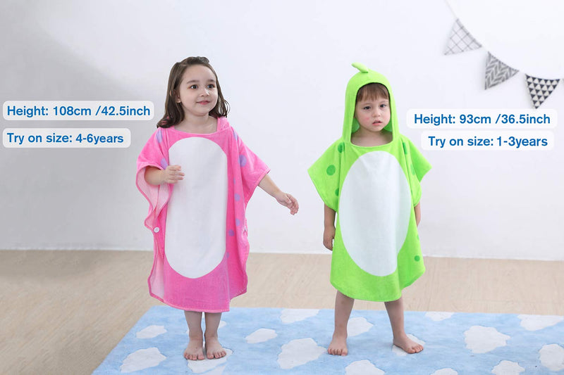 Children's Bath Towels with Hooded Dinosaur, Boys Beach Towel Pool Poncho Swim Cover-Ups 100% Cotton (Green#B, 1-3T) Green#b - NewNest Australia