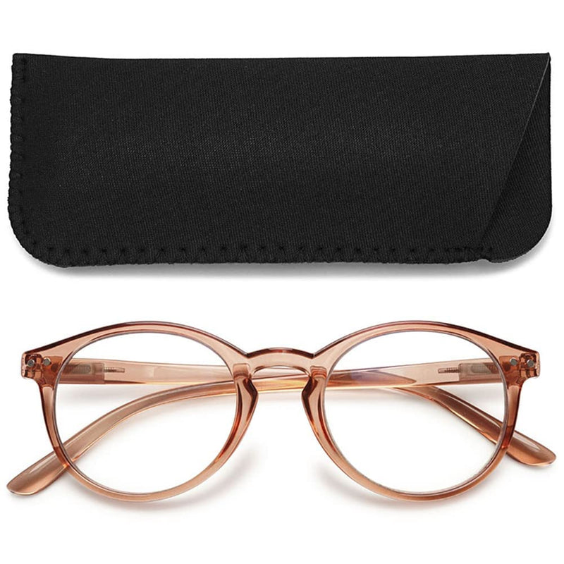 MAGIMODAC Blue Light Blocking Glasses Round Reading Glasses Lightweight Eyeglasses 1.0 1.25 1.5 1.75 2.0 2.25 2.5 2.75 3.0 3.5 4.0 for Women Brown 1.0 x - NewNest Australia