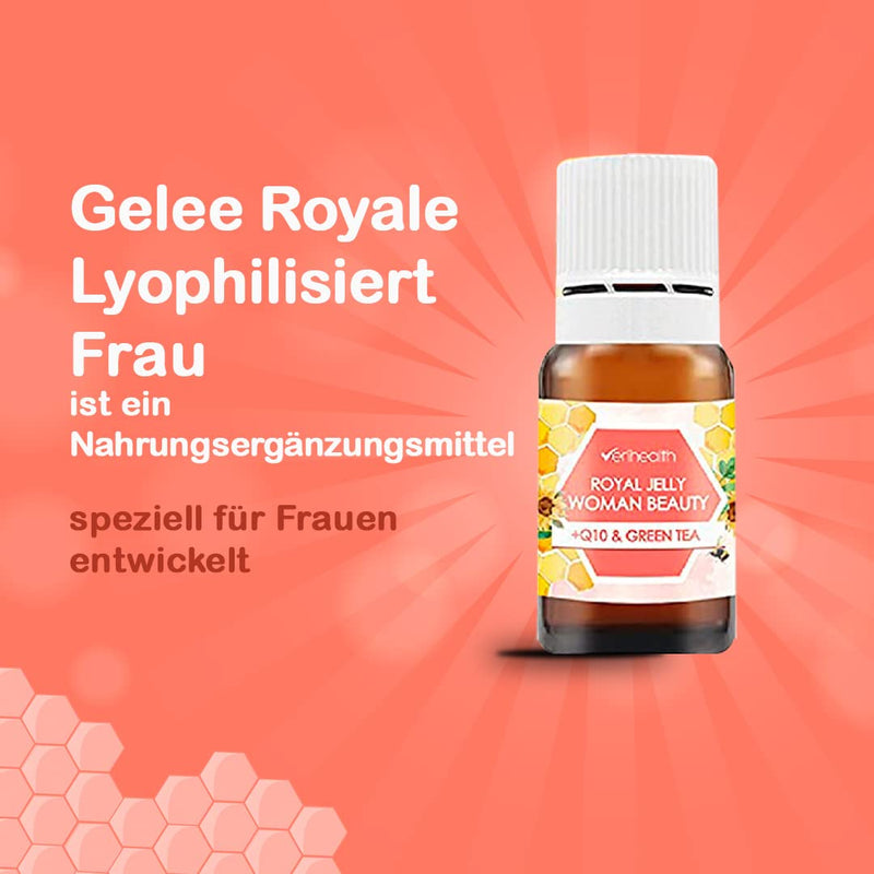 Verihealth Women Beauty - Royal Jelly With Vitamin E - 20 Bottles - Ideal For Maintaining Female Hormones - Leofilizada Provides Energy With Green Tea And Q10 Royal Jelly Freeze-Dried Woman - NewNest Australia