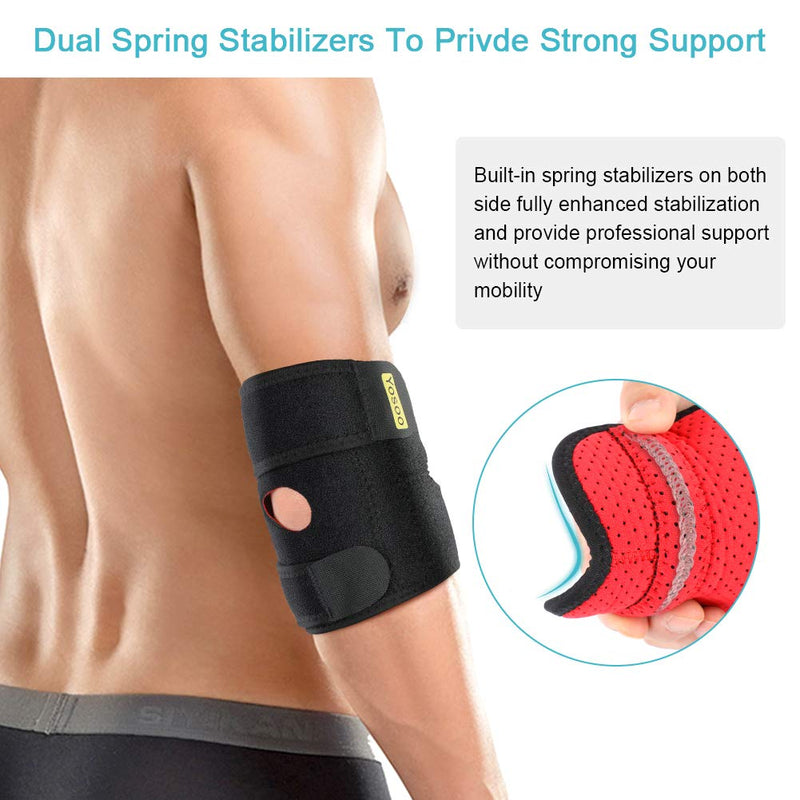 Elbow Brace for Tendonitis, Adjustable Elbow Support with Dual-Spring Stabiliser, Breathable Elbow Strap for Golfers Elbow, Tennis Elbow, Arthritis, Sports Injury and Provides Support Elbow Brace With Splints - NewNest Australia