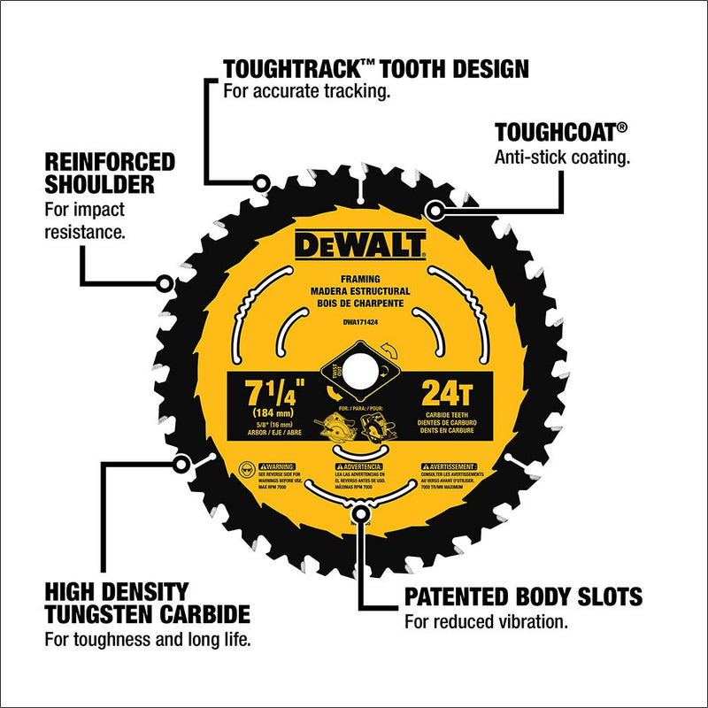 DEWALT DWA1714243 7-1/4-Inch 24-Tooth Circular Saw Blade, 3-Pack New - NewNest Australia