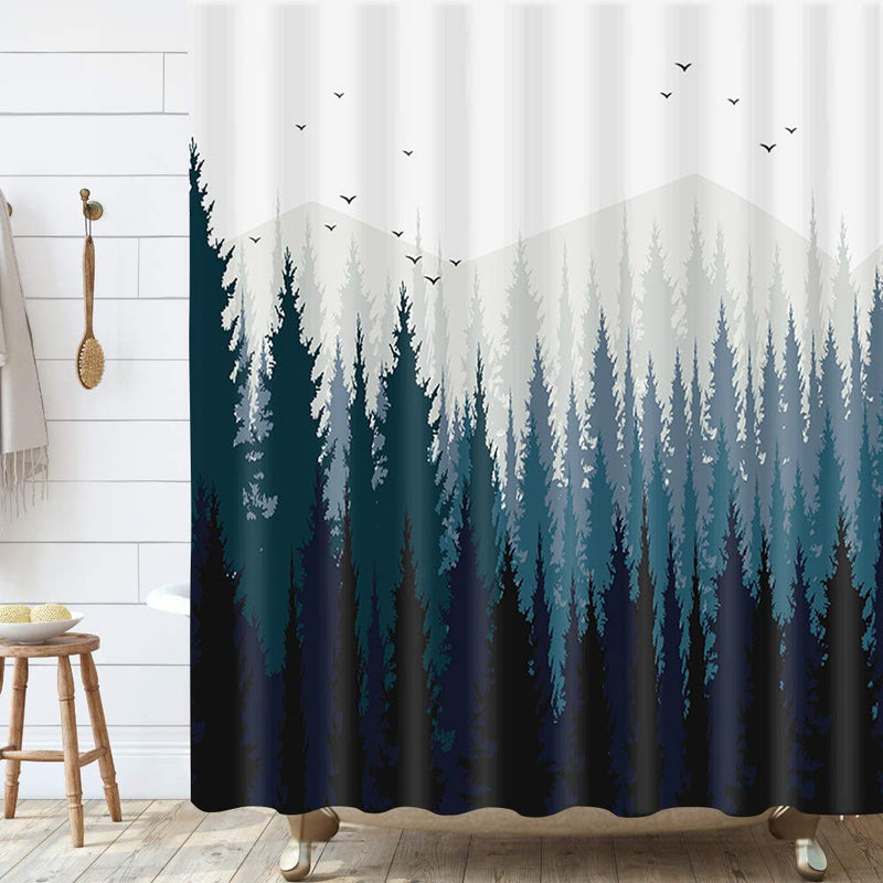 JAWO ZIXCOS Rustic Scenery Shower Curtain, Black Forest Fog Bird Mountain, Polyester Fabric Waterproof Shower Curtain Bathroom, 69X70in, Shower Curtains Hooks Included … 69"W*70"H - NewNest Australia