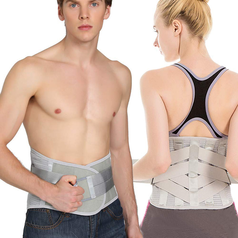 Lower Back Braces for Back Pain Relief - Compression Belt for Men & Women - Lumbar Support Waist Backbrace for Herniated Disc, Sciatica, Scoliosis - Breathable Mesh Design, Adjustable Straps (L, Gray) L(Navel:39"-43") - NewNest Australia