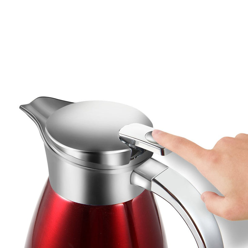 Haosens 1.8 Litre Stainless Steel Coffee Carafe Double Walled Vacuum Insulated Coffee Jug Thermal Jug (Red) Red - NewNest Australia