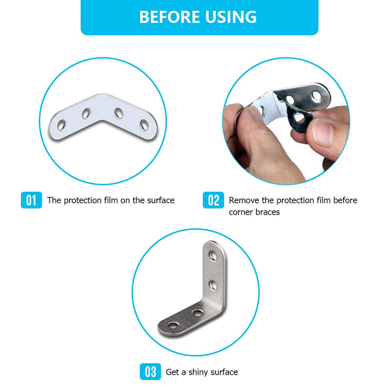 24 Pieces Stainless Steel Corner Braces (1.57 x 1.57 inch，40 x 40 mm) Joint Right Angle Bracket Fastener L Shaped Corner Fastener Joints Support Bracket, 96 Pieces Screws Included 1.57*1.57 inch - NewNest Australia