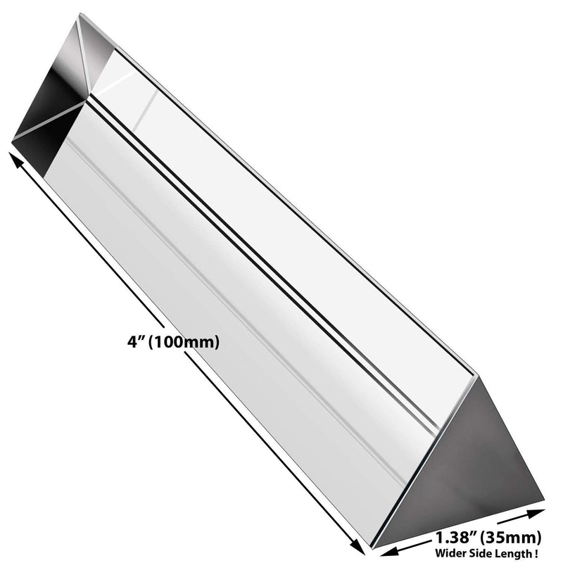 Amlong Crystal 4 inch Optical Glass Equilateral Prism for Teaching Light Spectrum Physics and Photo Photography Prism, 100mm - NewNest Australia