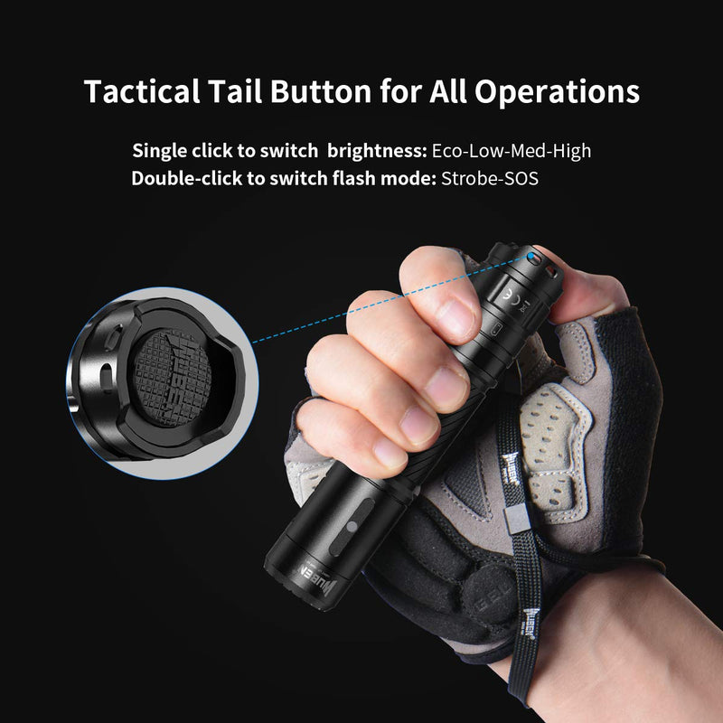 WUBEN C3 Rechargeable Flashlight 1200 High Lumens Tactical Super Bright LED Flashlights 18650 Battery Included Type-C Charging IP68 Water-Resistant 6 Light Modes Pocket-Sized EDC Flash Light - NewNest Australia