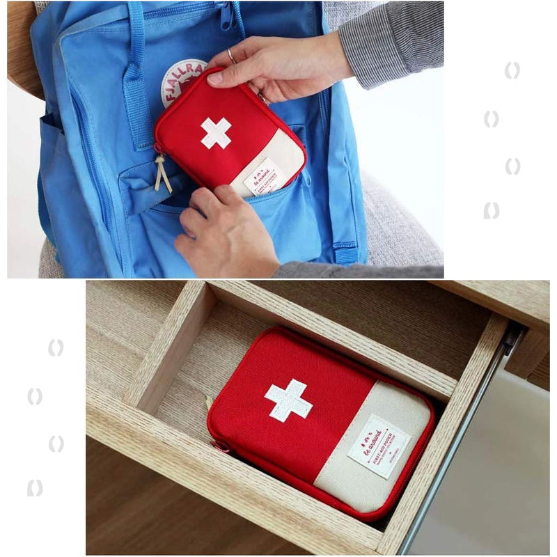 Travel Mini First Aid Pouch, Portable Mini First Aid Kit Storage Bag for Medicine Boxes WishLotus Medical Kits Empty Bag for Sports Camping Hiking Outdoor Activities Emergency (Red) Red - NewNest Australia