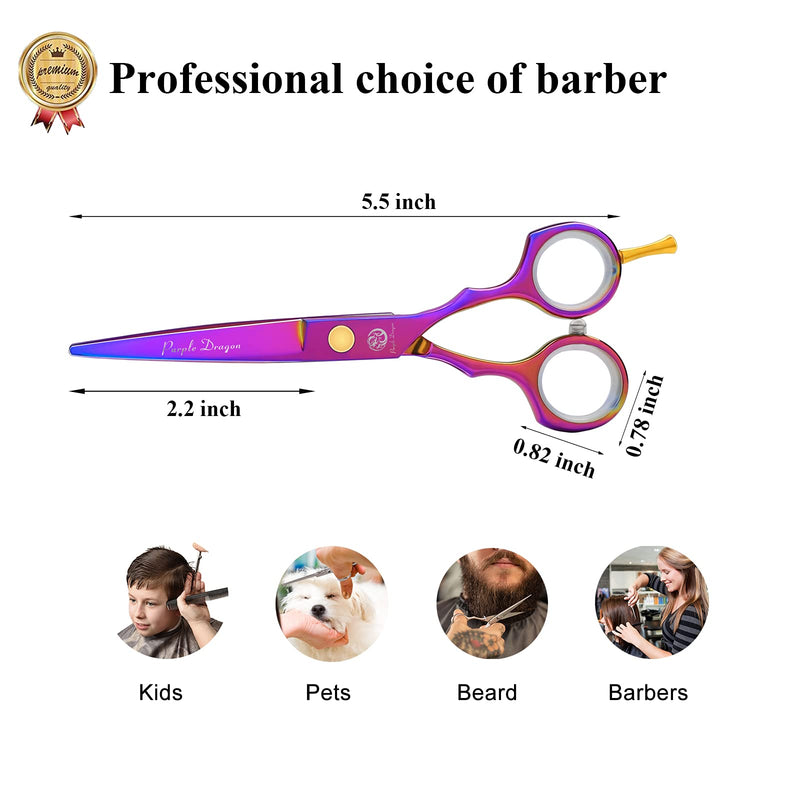 Purple Dragon Hairdressing Scissors, 5.5 Inch, Professional Hairdressing Scissors Set, Perfect Haircut For Men And Women, Sharp Scissors For Barbers / Hairdressing / Beginners (Iridescent) - NewNest Australia