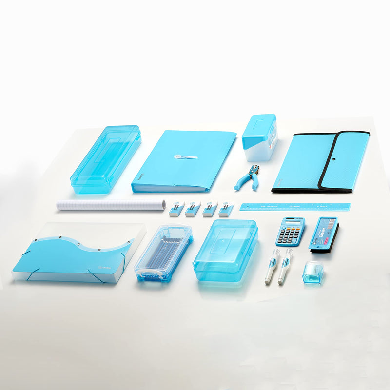 3 Hole Punch Blue, Portable Hole Puncher for 3 Ring Binder, 5 Sheets Capacity, Removable Chip Tray, 10” Ruler for School, Office, Also Available in Purple, Pink, Green, Red, Grey, 1 Pc-by Enday - NewNest Australia