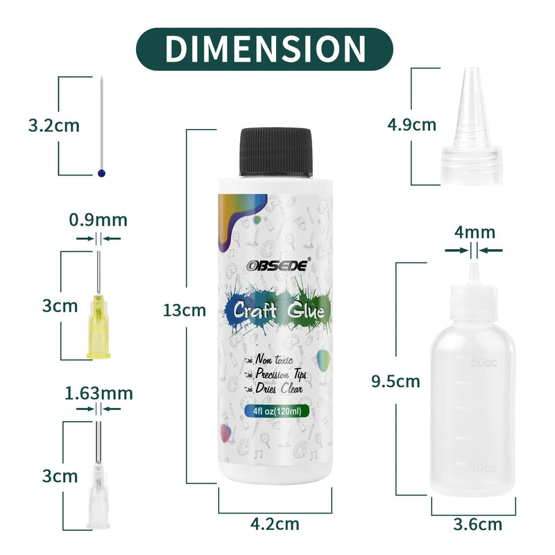 OBSEDE Art Precision Craft Glue Quick Dry Clear Paste Adhesive Bottles with Fine Tip Glitter Glue Applicator Tool Scrapbook Supplies Kit for Decoupage Paper Card Making 4 Fl.oz - NewNest Australia