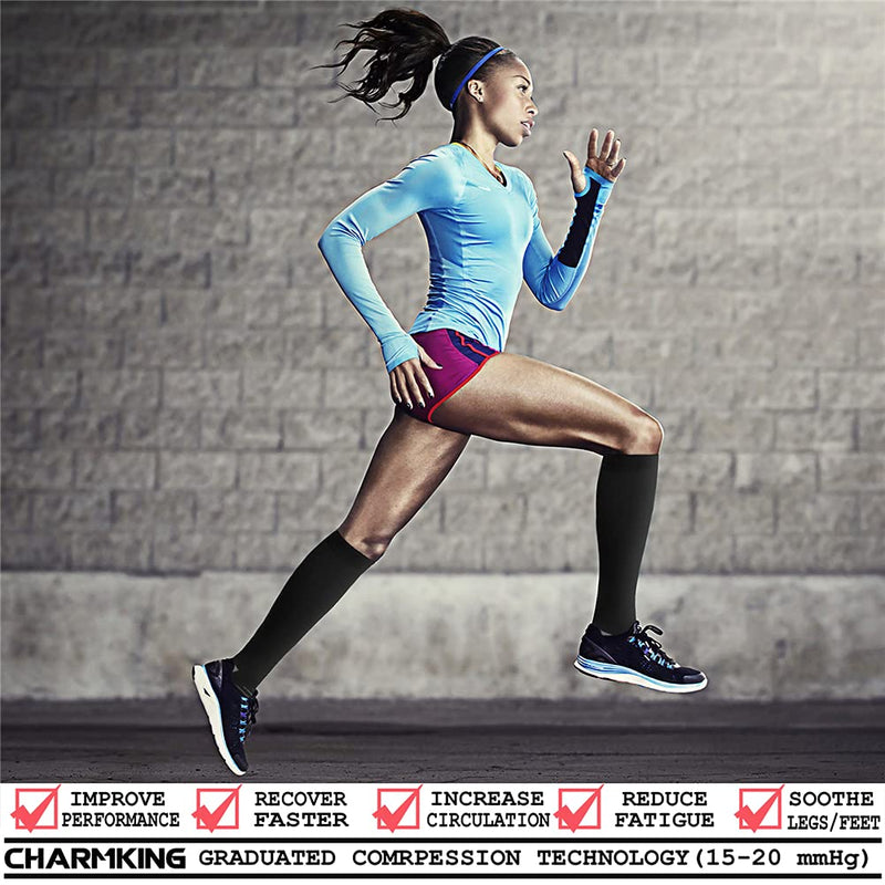 CHARMKING Copper Compression Socks for Women & Men Circulation (8 Pairs)15-20 mmHg is Best Support for Athletic Running Small-Medium 01-black/Grey - NewNest Australia