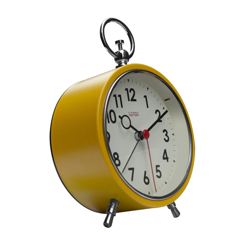 NewNest Australia - Cloudnola Station Metal Alarm Clock, Yellow and Black, LED Light up, 4.4 inch Diameter, Silent Non Ticking, Battery Operated Quartz Movement 