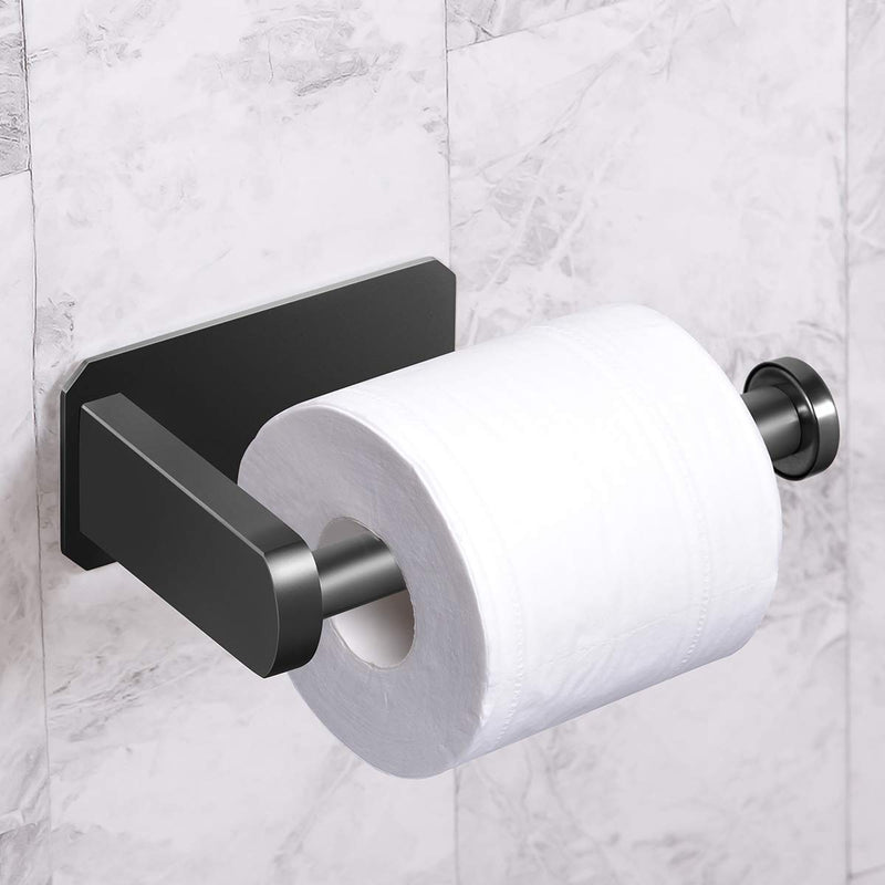 Toilet Paper Holder Self Adhesive - VAEHOLD Kitchen Washroom Adhesive Toilet Roll Holder No Drilling for Bathroom Stick on Wall Stainless Steel Brushed - Black - NewNest Australia