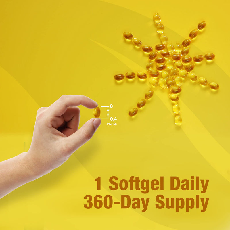 ORZAX Vitamin D3 2000 iu Softgels, 360 Days Supply, Supports Immune System & Bone Healths, Mood Booster D3 Vitamin, Gluten-Free, 50 mcg, 360 Mini Softgel - NewNest Australia