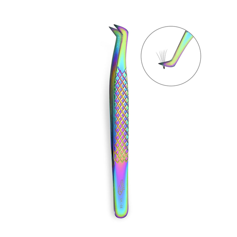 ZAMAHA UK Lash Eyelash Extension Tweezers Set of 5, Japanese Stainless Steel Tools Straight Curved 45 90 Degree Angled Tip, Volume Tweezers Precision (Rainbow Multi) - NewNest Australia