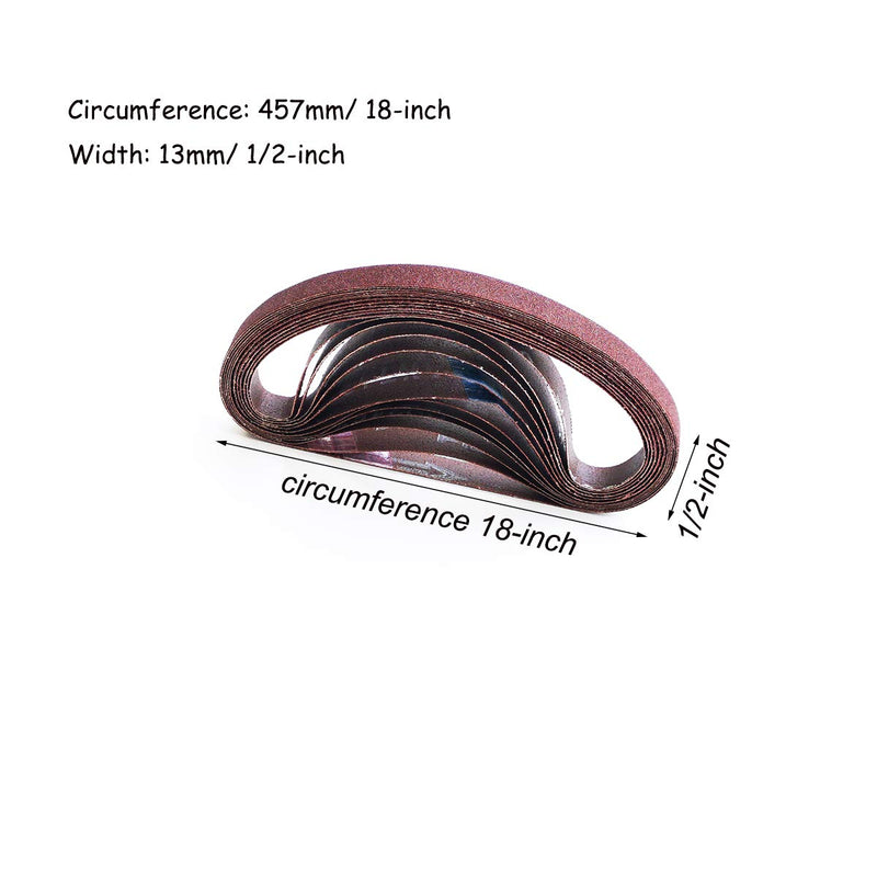 Aiyard 1/2 x 18-Inch Aluminum Oxide Sanding Belts, 40/60/80/120/180/240 Assorted Grits Abrasive File Belts for Air Belt Sander, 24-Pack 1/2x18 inch - NewNest Australia