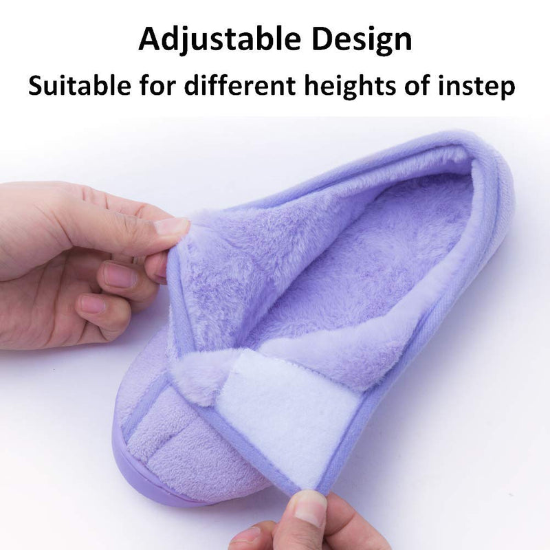 Git-up Ladies Diabetic Slippers Arthritis Edema Memory Foam Adjustable Closed Toe Swollen Feet Slippers Comfortable House Indoor Outdoor Shoes with Rubber Sole 4 UK Purple - NewNest Australia