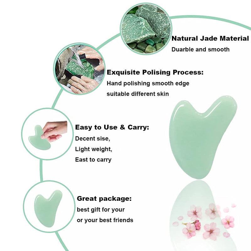 Ditind Gua Sha, Jade Stone Gua Sha Massage Tool, Guasha Tool for Face and Body Skin Massage. Gua Sha Set for Toxins Prevents Wrinkles for SPA Acupuncture, Therapy Trigger Point Treatment. Green - NewNest Australia