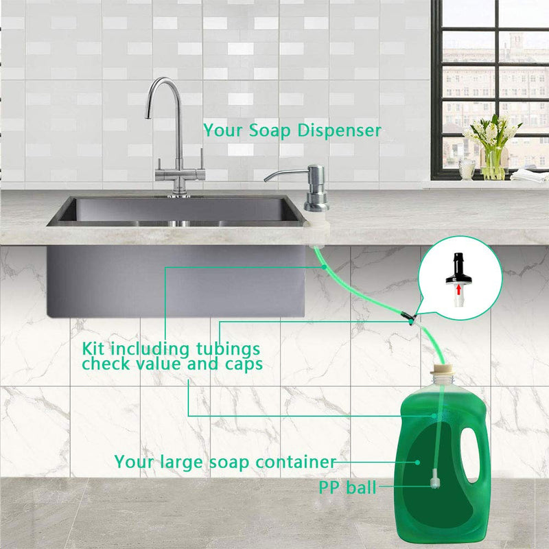Soap Dispenser for Kitchen Sink, Built in Sink Soap Dispenser (Brushed Nickel), Countertop Soap Dispenser Pump with 47" Extension Tube kit, No Need to Fill Little Bottle Again (Longer Thread Shaft) - NewNest Australia