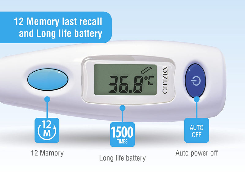 Citizen Ctd504 Antibacterial Ear Thermometer For Adults And Children, Very Fast Measurement - Only 1-3 Seconds, 12 Sets Of Memory, Accurate And Fast Readings For Adults And Children - NewNest Australia