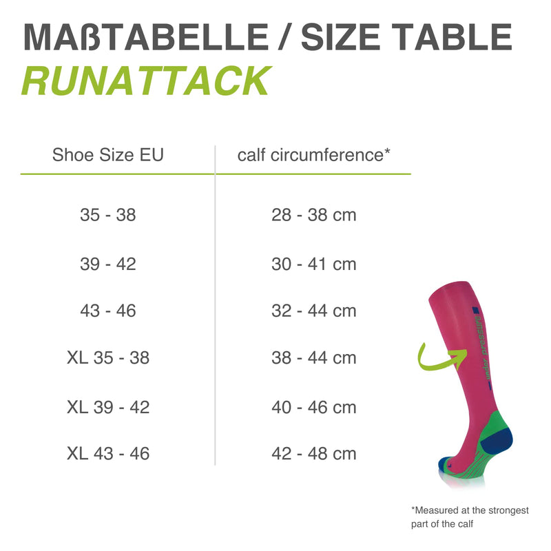 Sports COMPRESSION SOCKINGS Under Pressure RUNATTACK Compression: 18-21mmHg I High Performance Running Socks Size. 43-46 (calf circumference: 32-44cm) petrol - NewNest Australia