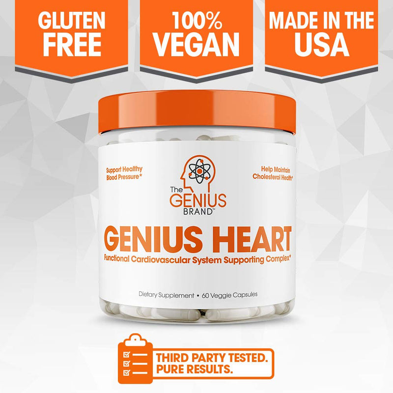Genius Heart & Cardiovascular Health Supplement – Cholesterol Lowering Vein & Blood Pressure Support w/ Grape Seed Extract, Vitamin K2 MK7 & CoQ10 – Antioxidant Energy for Men & Women,60 Veggie Pills - NewNest Australia