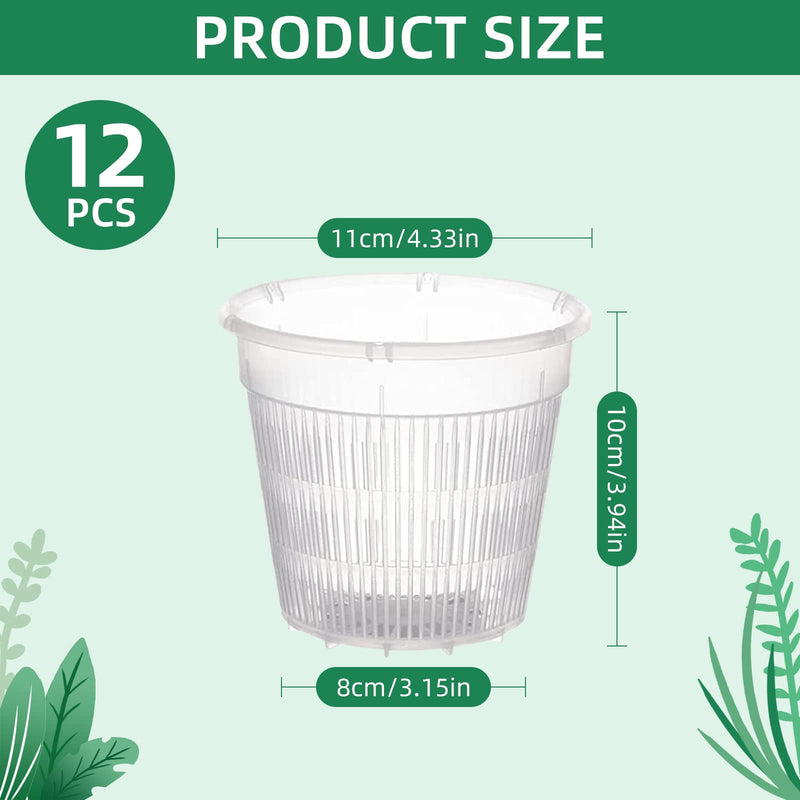 4 inch Clear Plastic Orchid Pot 12 Pcs Slotted Net Pots Bulb Planting Baskets Net Pot Wide Lip Mesh Grow Pots Orchid Cup for Hydroponics (4.3inch, 12pcs) 4.3 inch - NewNest Australia