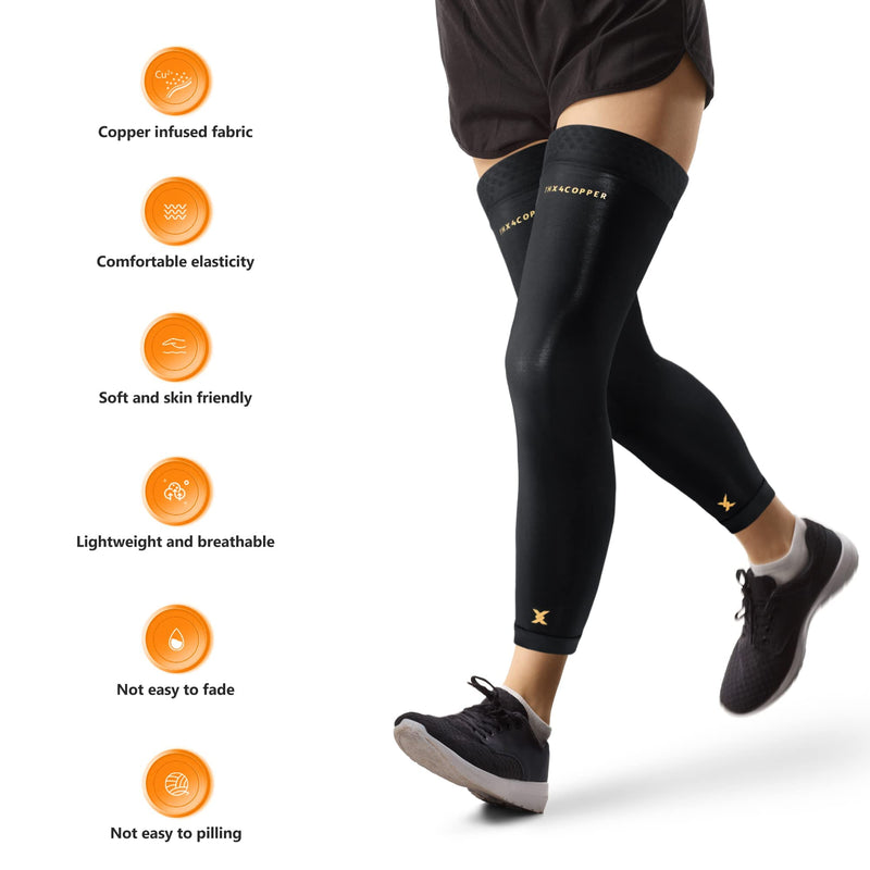 Thx4COPPER 1 Pair Full Leg Compression Sleeves,Anti Slip Long Knee Brace,Thigh Calf Support Protector for ACL,Meniscus Tear,Running,Basketball,Cycling,Knee pain relief Arthritis Recovery,Women &Men L - NewNest Australia