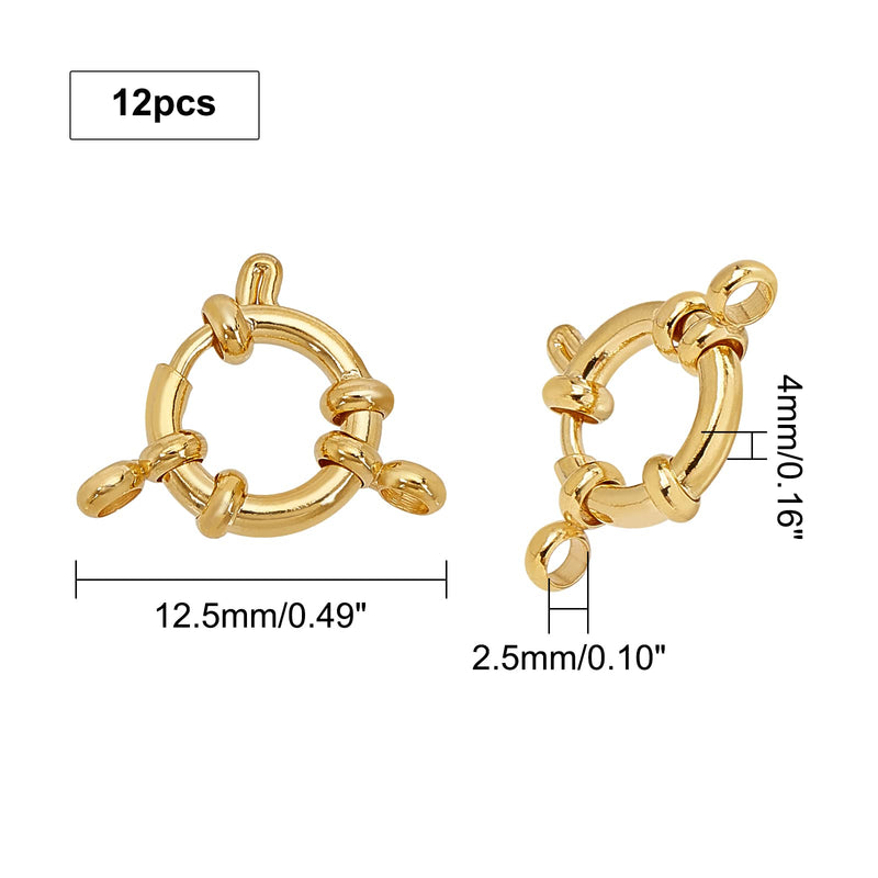PandaHall 12pcs 24K Gold Plated Jewellery Spring Ring Clasps, 304 Stainless Steel Bracelet Necklace Link Connector Findings Charms for Brecelet Neckalce Jewellery Making DIY Craft, Golden - NewNest Australia